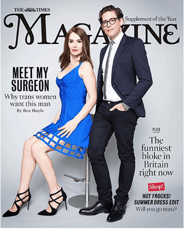 Dr. Deschamps-Braly was profiled by the Times UK for his work in gender-affirming surgery. Image