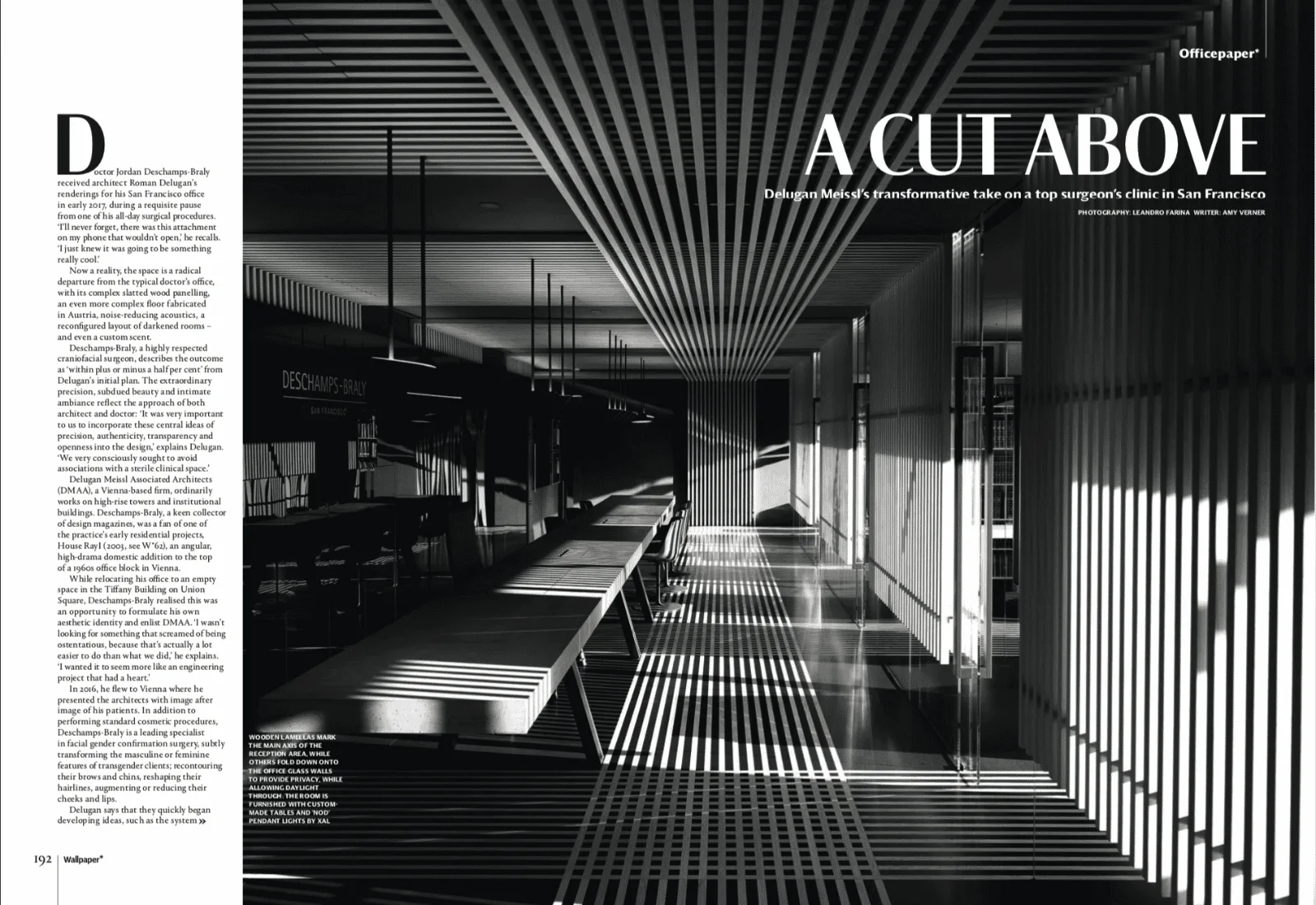 Magazine feature on the Deschamps-Braly Clinic office designed by Delugan Meissl